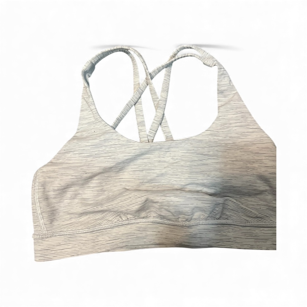 Lululemon Gray:White Stripe Energy Bra - Picture 2 of 3
